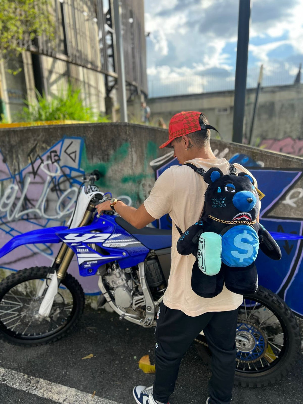 Oso Teddy Bear Sprayground Backpack NEGRO CON AZUL